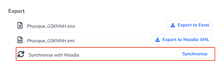 Results are synchronised with Moodle in one click