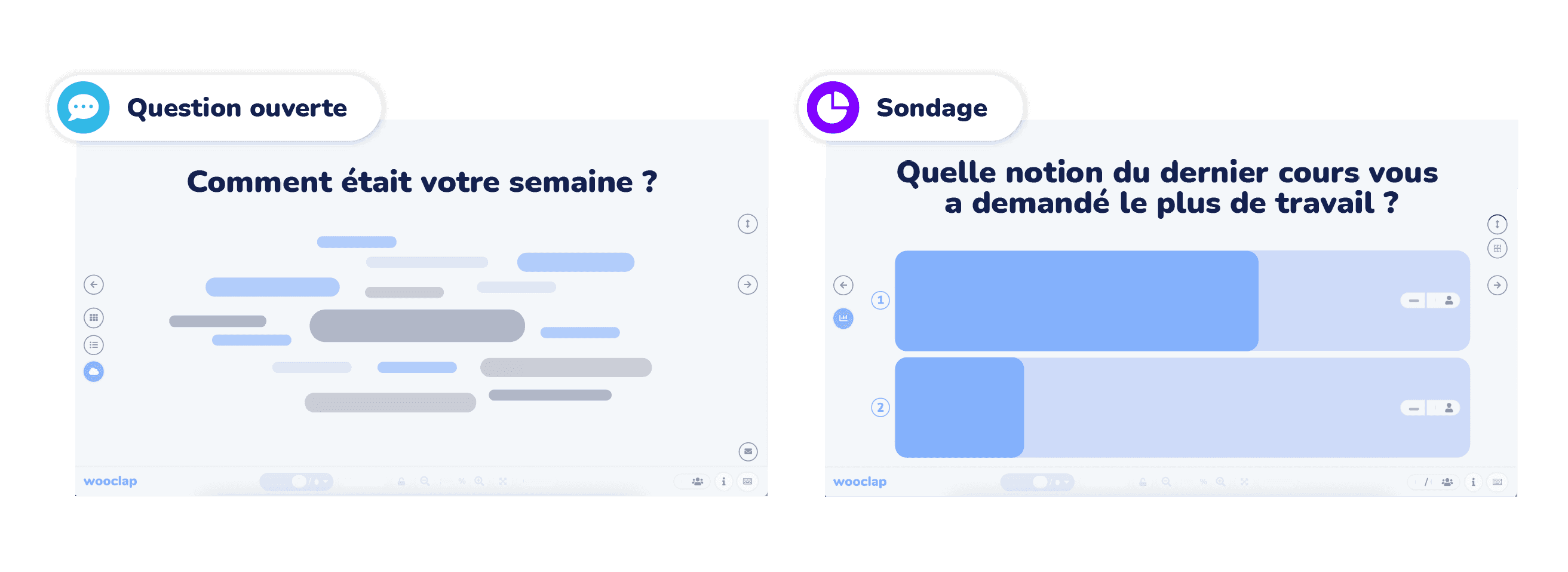 Questions Wooclap : question ouverte et sondage