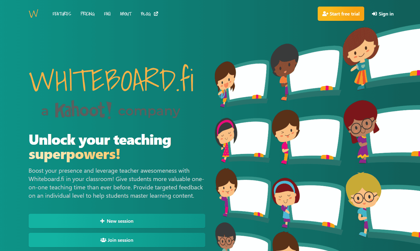 Whiteboard.fi’s homepage has a slogan: ‘Unlock your teaching superpowers!’